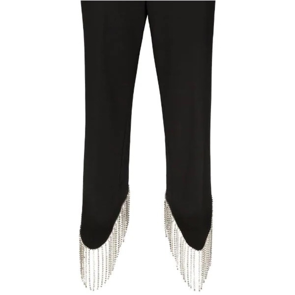 Black Scalloped Trousers with rhinestones - Area inspired